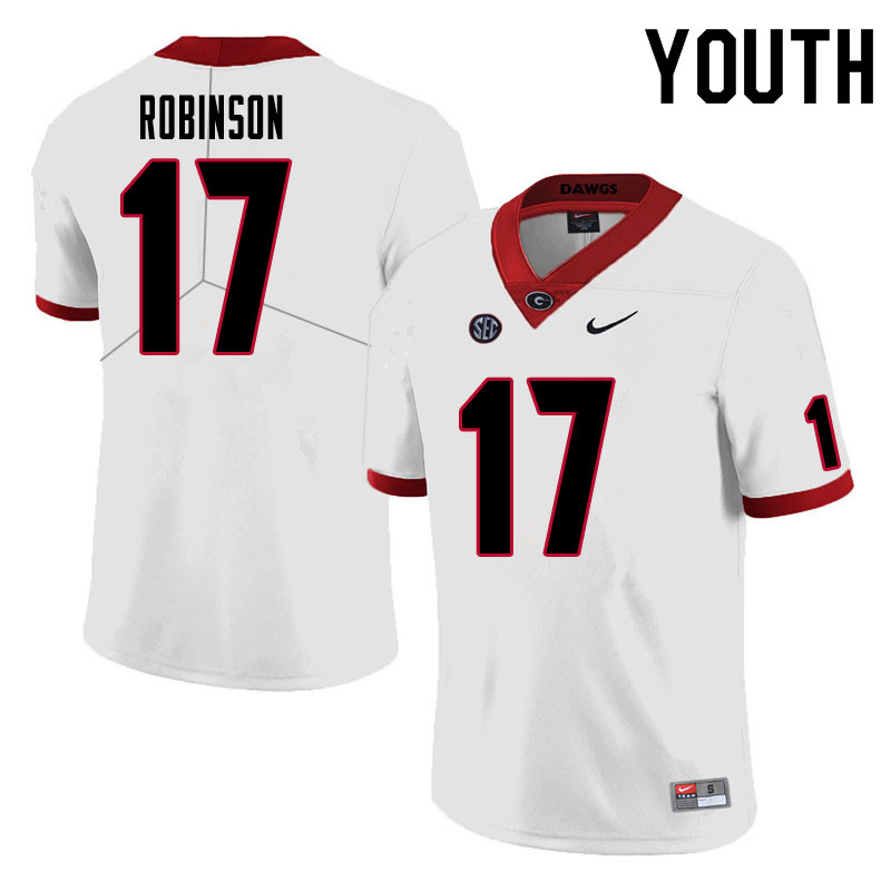 Youth #17 Justin Robinson Georgia Bulldogs College Football Jerseys Sale-White